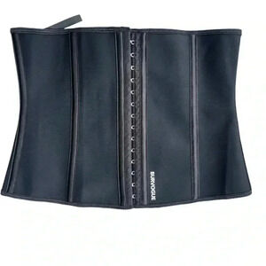 Burvogue waist trainer tummy control slimming shapewear black latex thin